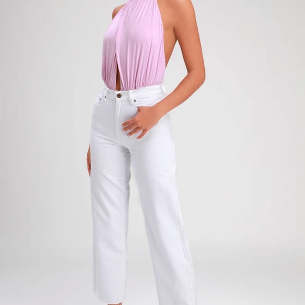 Mauve Pink Backless Halter Bodysuit - Picture 3 of 4